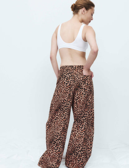 Saf Pamuklu Leopar Desenli Pijama Altı
