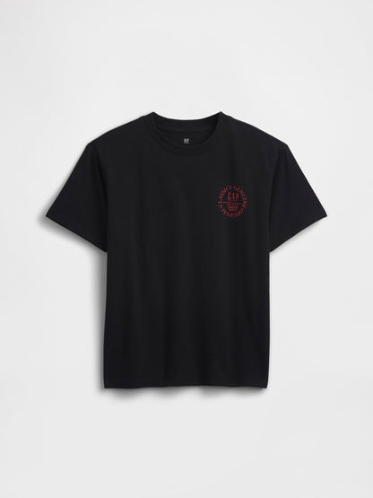 Siyah Relaxed Grafik Logo T-shirt
