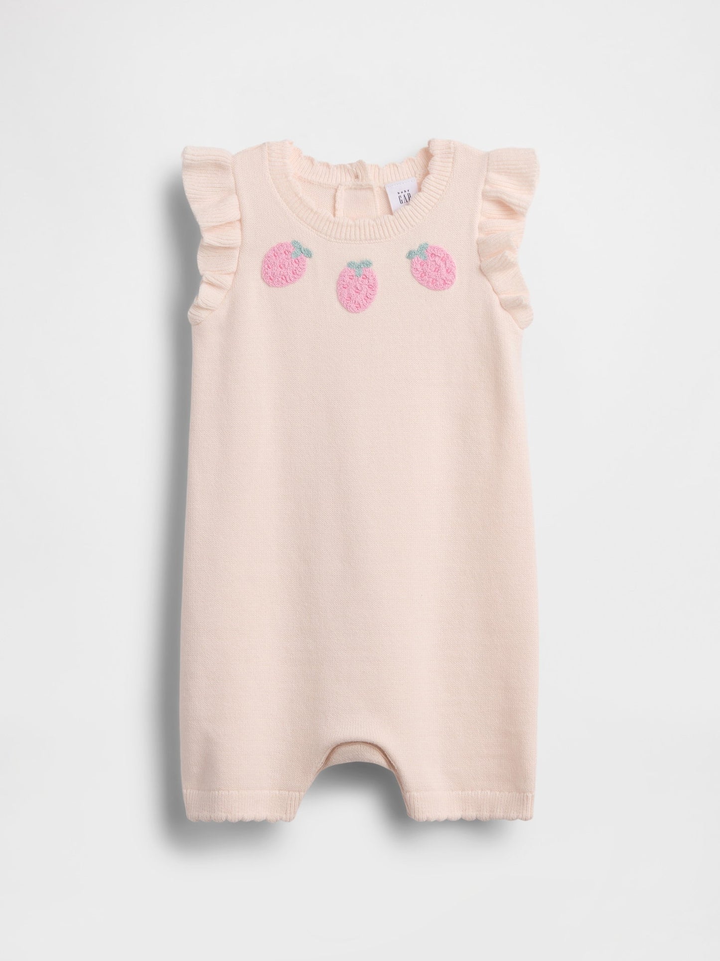 Açık Pembe Strawberry Triko Shorty Tulum