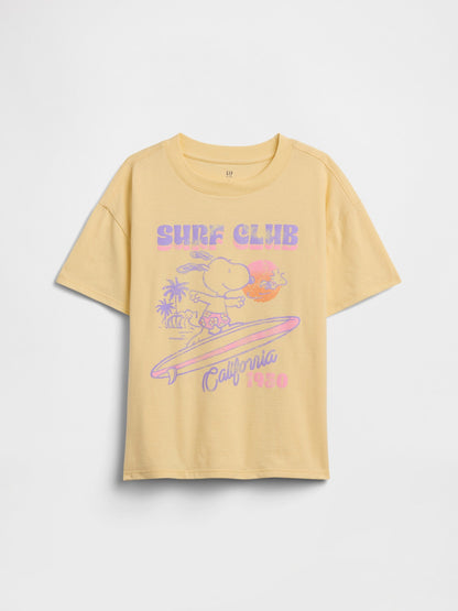 Sarı Peanuts Oversized Logo T-shirt