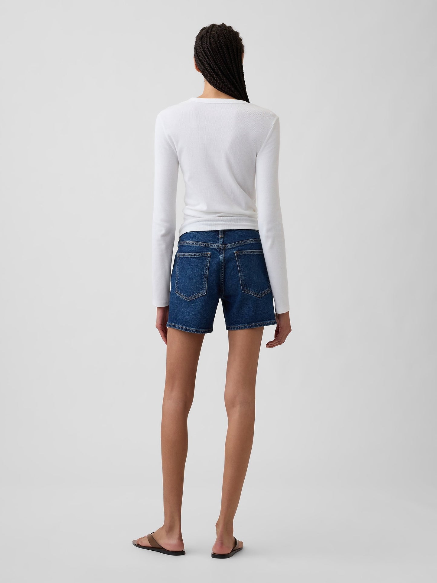 Koyu Mavi 5 Mid Rise Soft Denim Şort
