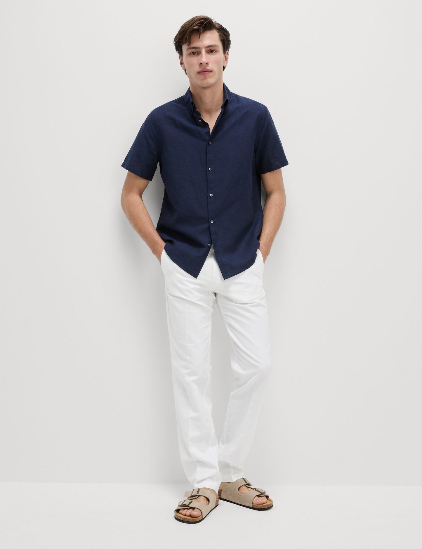 Regular Fit Keten Karışımlı Chino