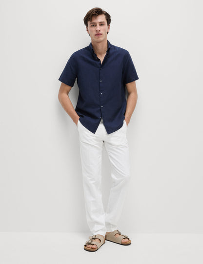 Regular Fit Keten Karışımlı Chino