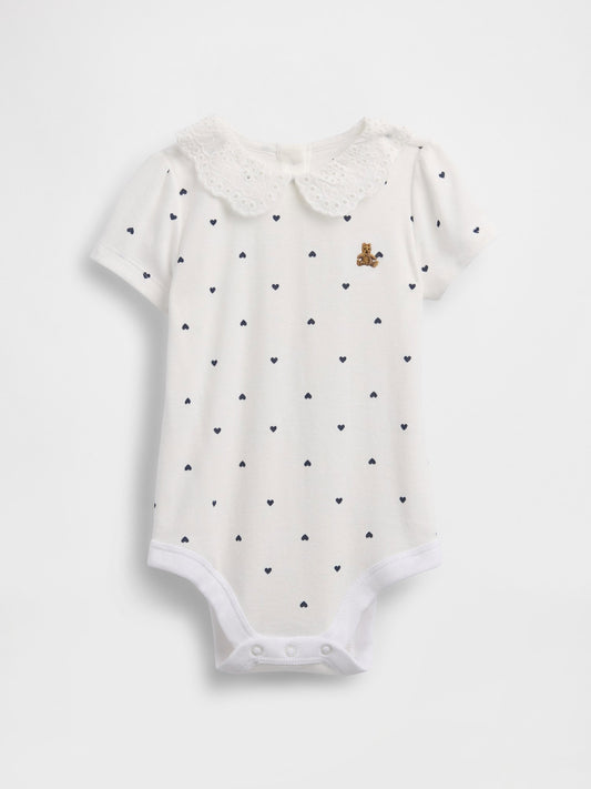 Beyaz Brannan Bear Peter Pan Baskılı Bodysuit