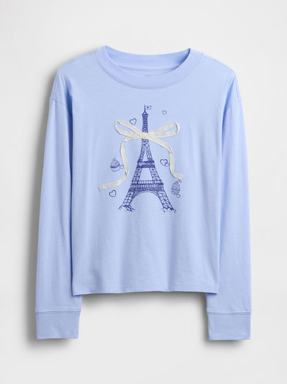 Açık Mavi Gapkids × Disney Oversized Grafik T-shirt