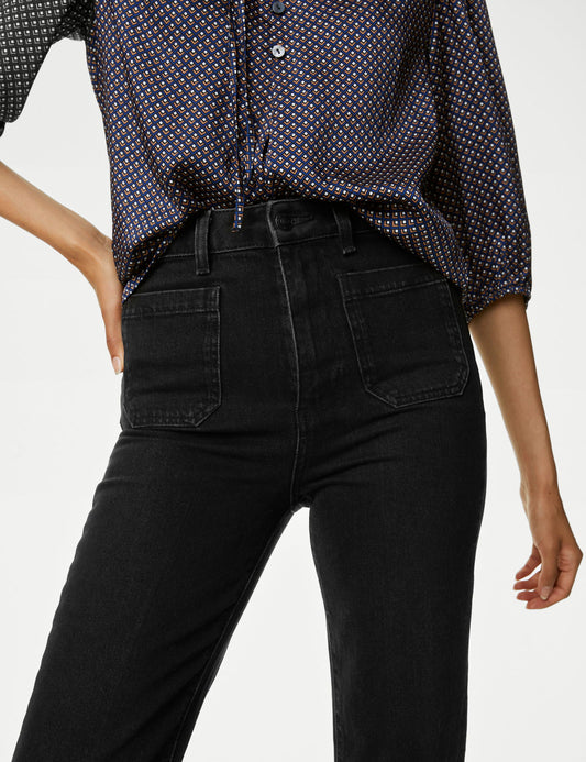 Yüksek Bel Flared Fit Jean Pantolon