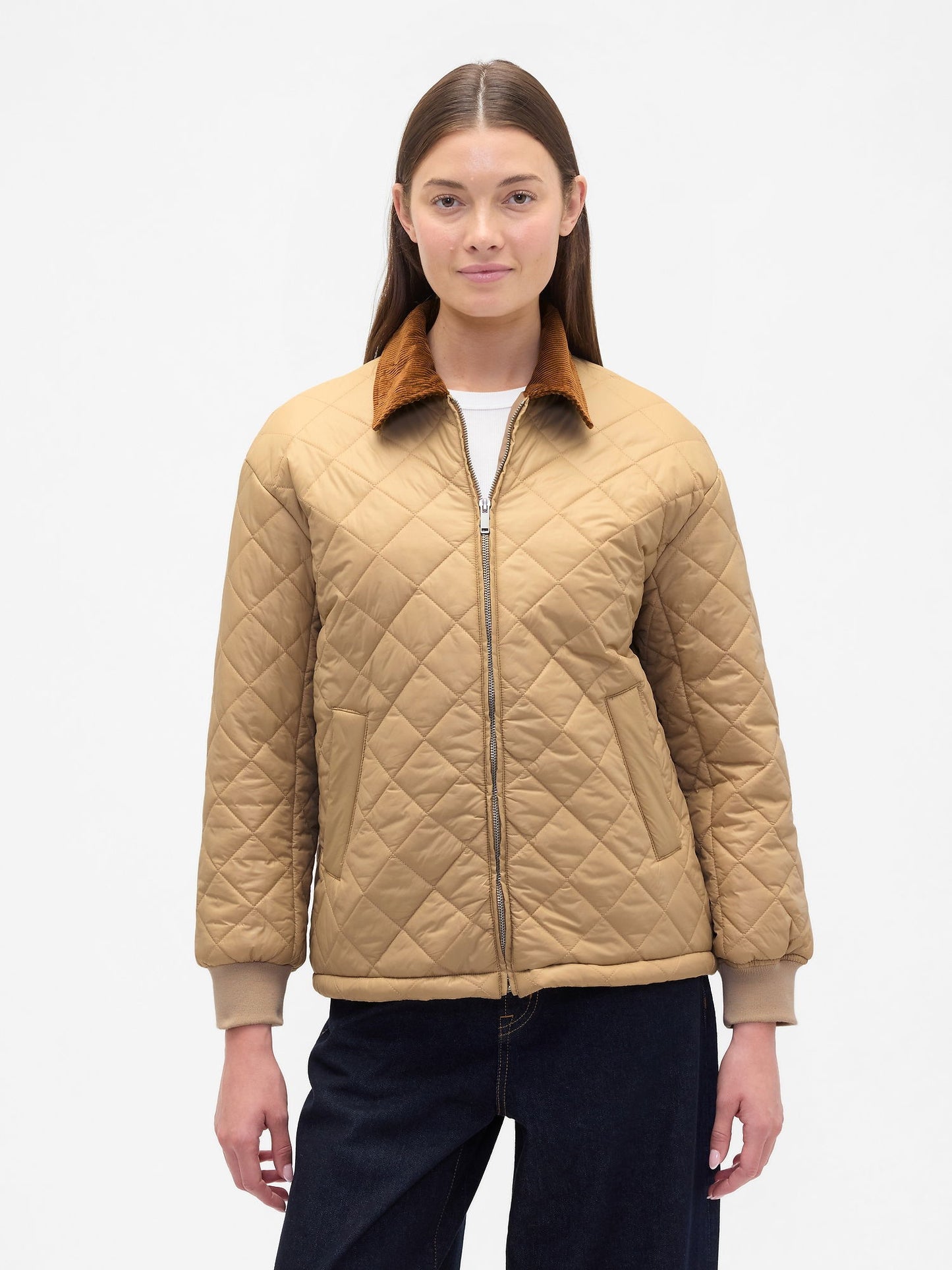 Kahverengi Relaxed Quilted Ceket