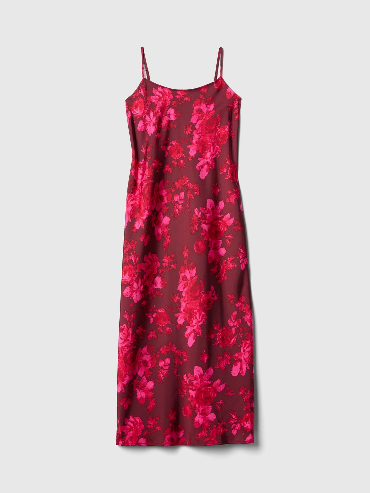 Pembe Geri Dönüştürülmüş Saten Slip Maxi Elbise