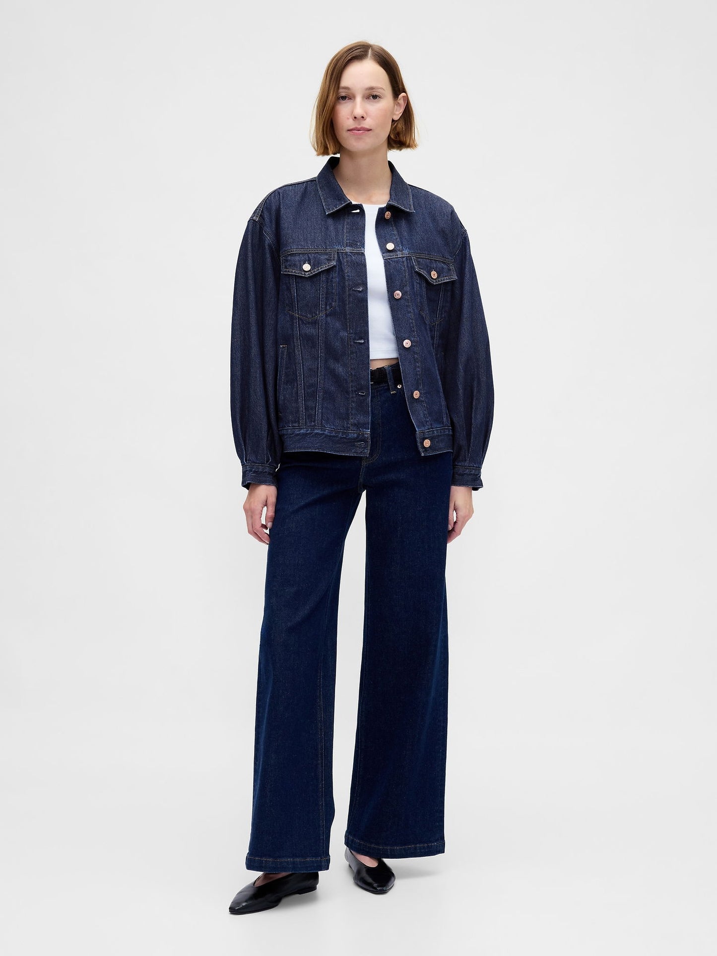 Koyu Mavi Ultrasoft Oversized Balon Kol Icon Denim Ceket