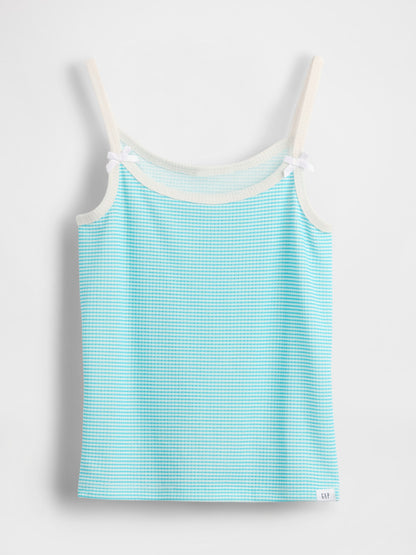 Bebe Mavisi Çocuk Geri Dönüştürülmüş Fitilli Pijama Tank Üstü