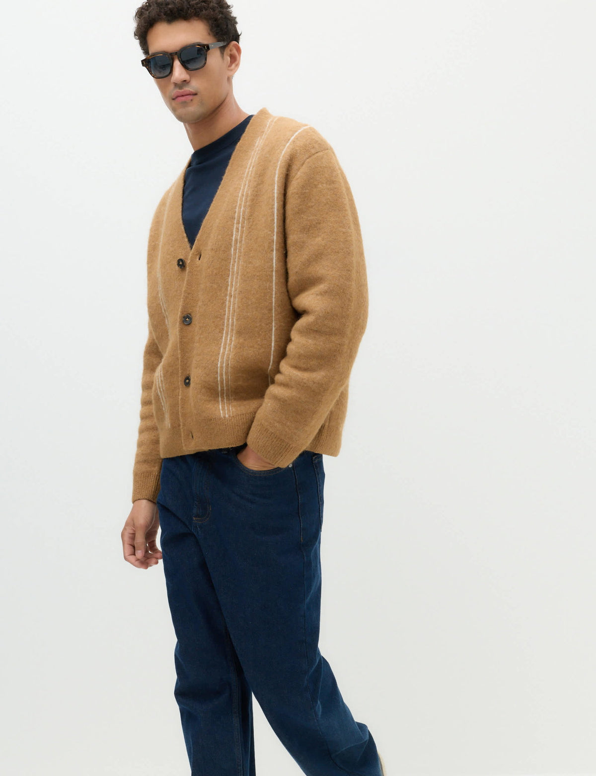 Çizgili Relaxed Fit Triko Hırka
