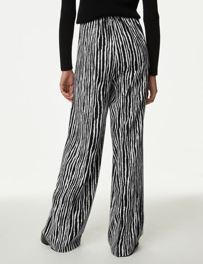 Wide Leg Desenli Pantolon