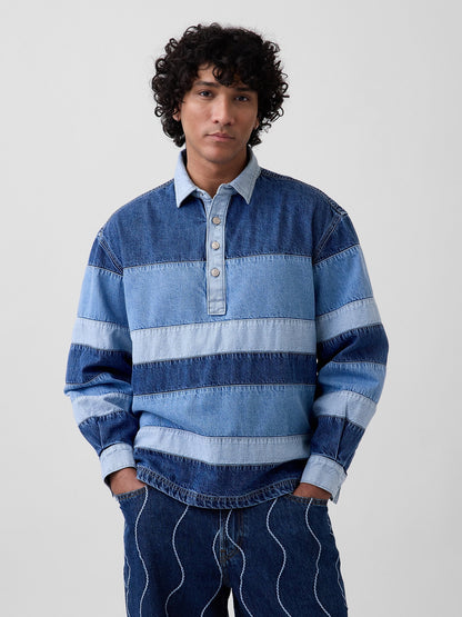 Mavi Gap × Hfr Çizgili Denim Polo T-shirt By Daveed Baptiste