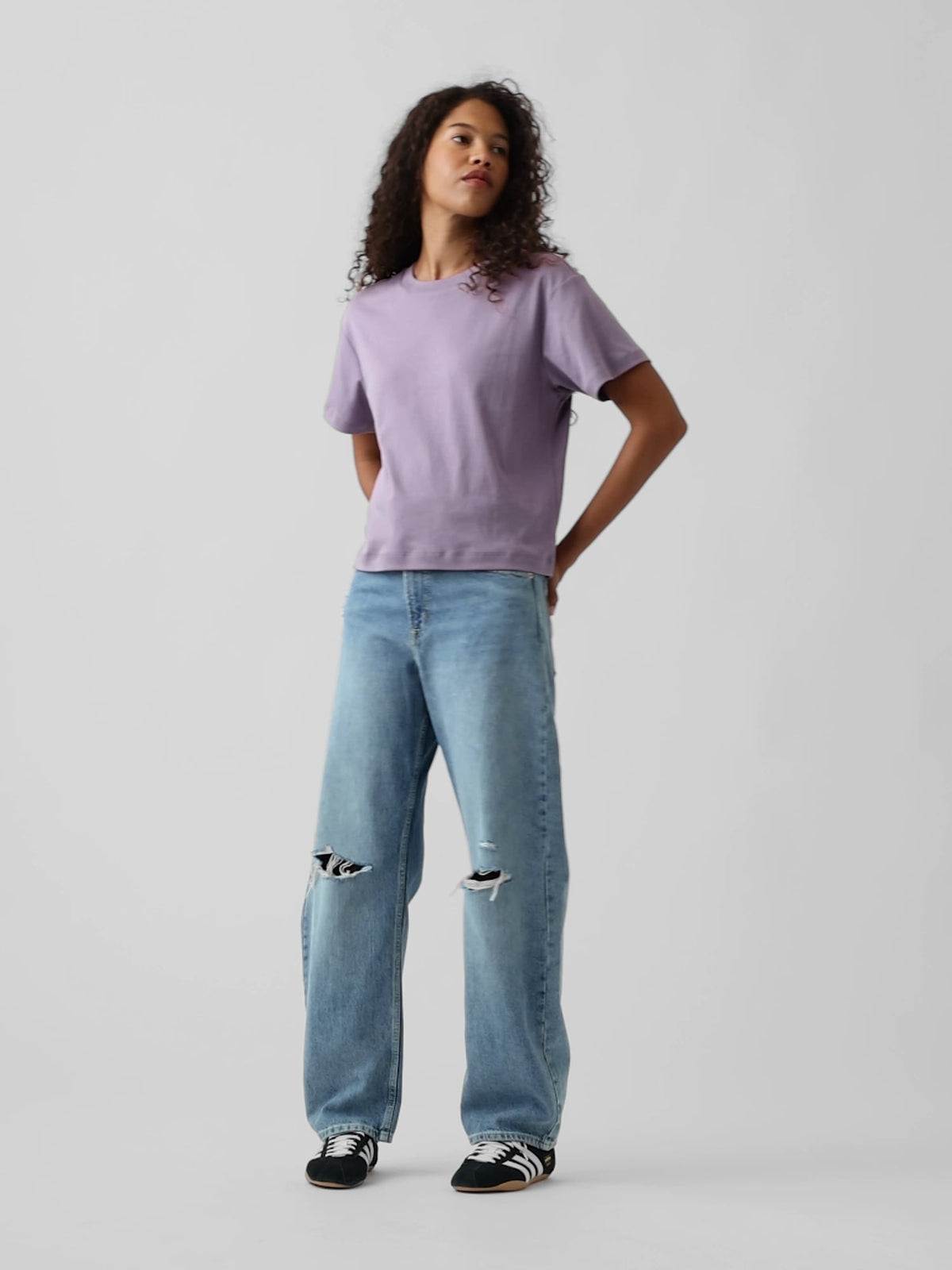 Lila Supima® Pamuk Relaxed T-shirt