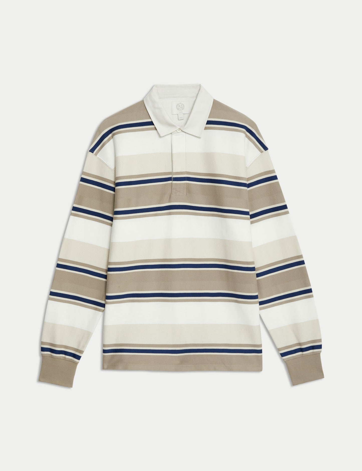 Saf Pamuklu Çizgili Rugby Sweatshirt