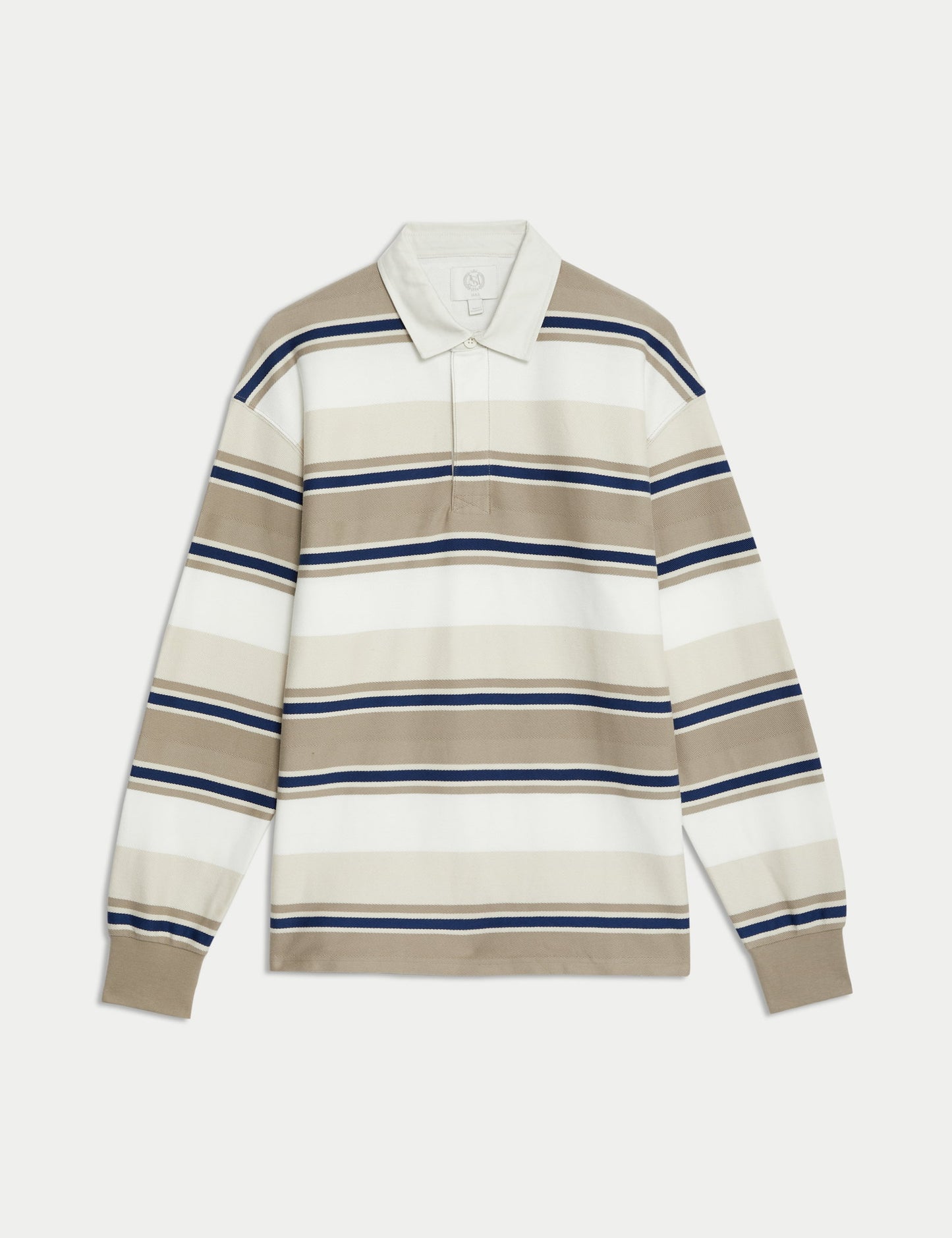 Saf Pamuklu Çizgili Rugby Sweatshirt