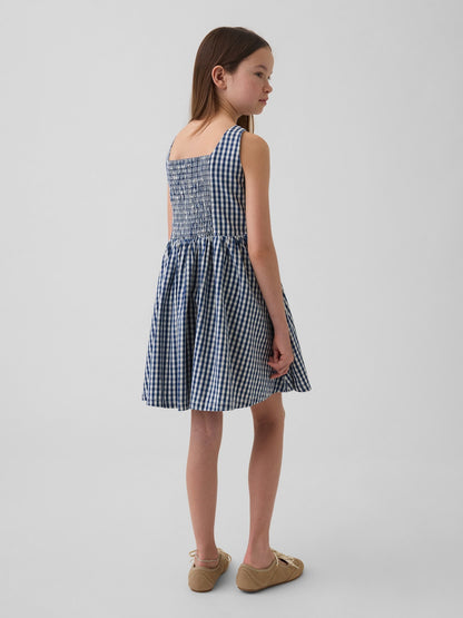 Çok Renkli Gingham Denim Elbise