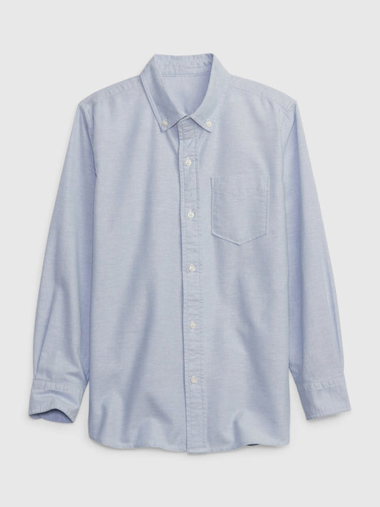 Mavi Organik Pamuklu Oxford Uniform Gömlek