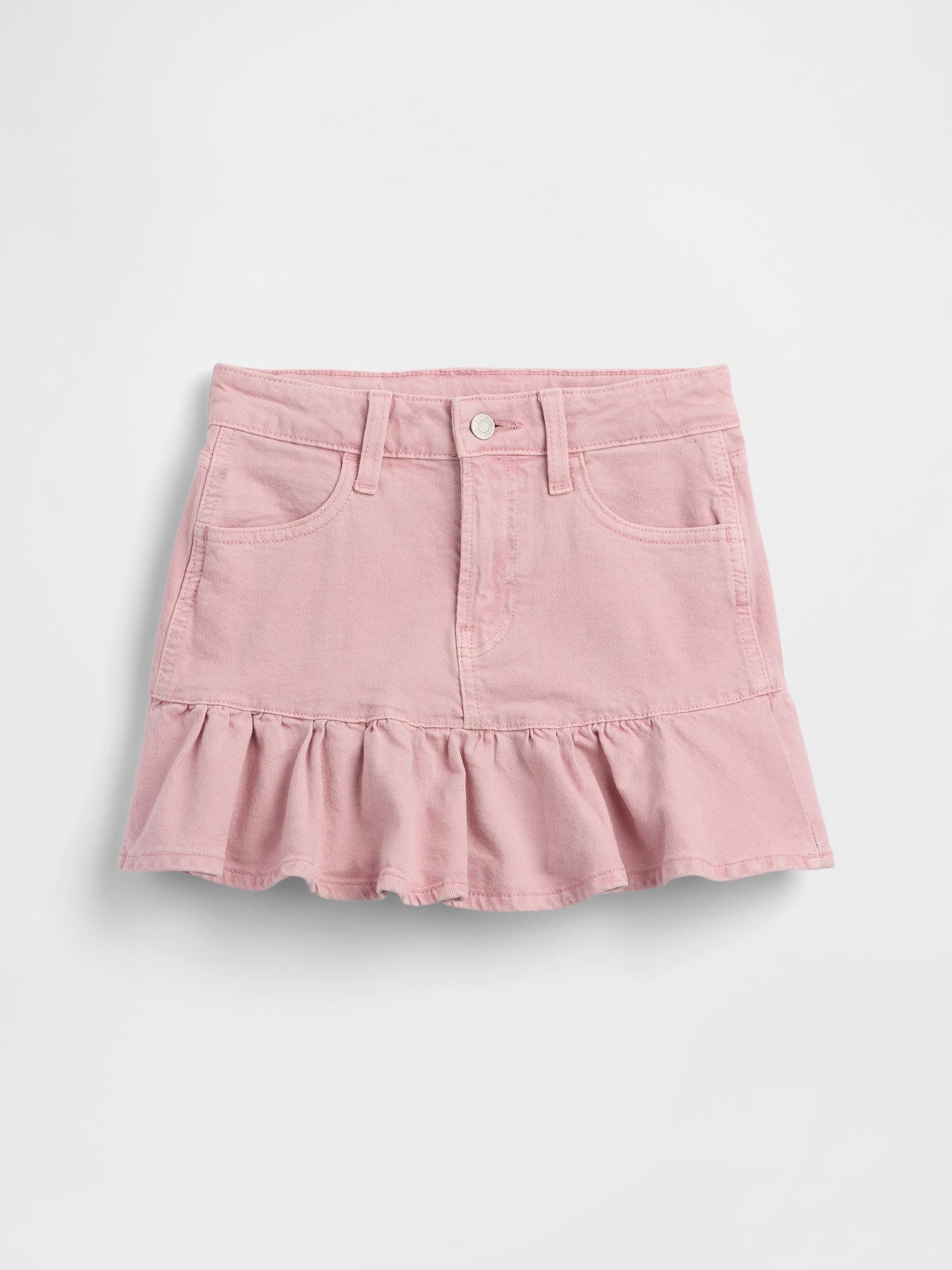 Pembe Denim Ruffle Etek