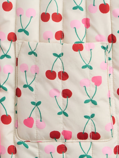 Kırık Beyaz Desenli Quilted Ceket