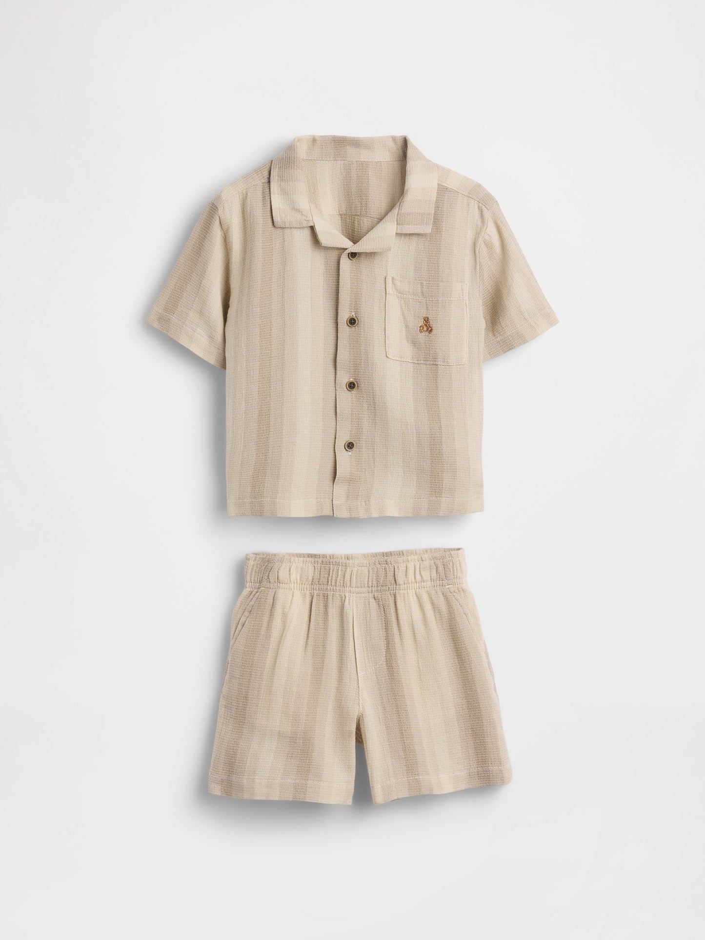 Bej Waffle Cabana Outfit Set