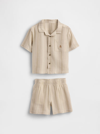 Bej Waffle Cabana Outfit Set