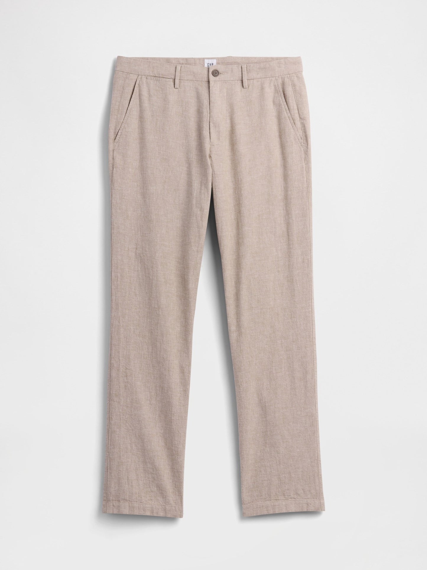 Bej Straight Keten Karışımı Pantolon