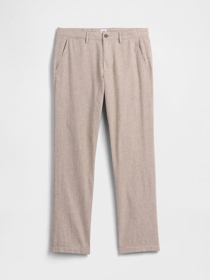 Bej Straight Keten Karışımı Pantolon