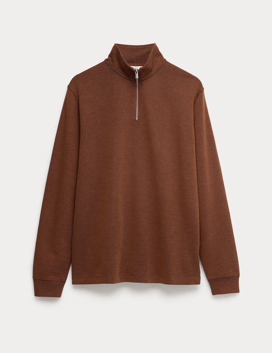 Pamuklu Karışımlı Yarım Fermuarlı Sweatshirt