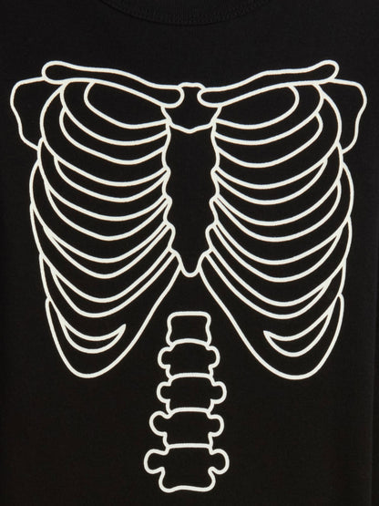 Siyah Glow-in-the-dark Grafik Baskılı Pijama Takımı