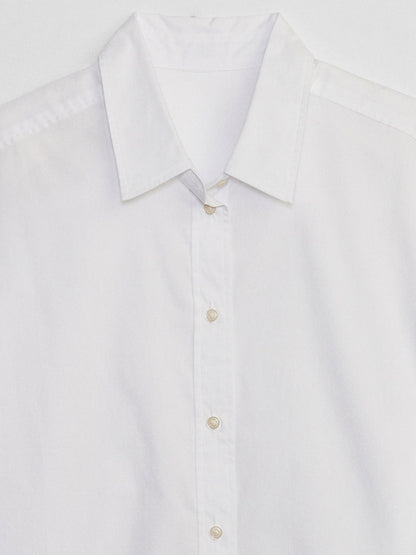 Beyaz Poplin Crop Gömlek