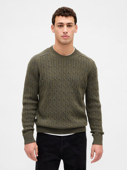 Haki Merino Wool-blend Cable-knit Kazak