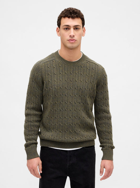 Haki Merino Wool-blend Cable-knit Kazak