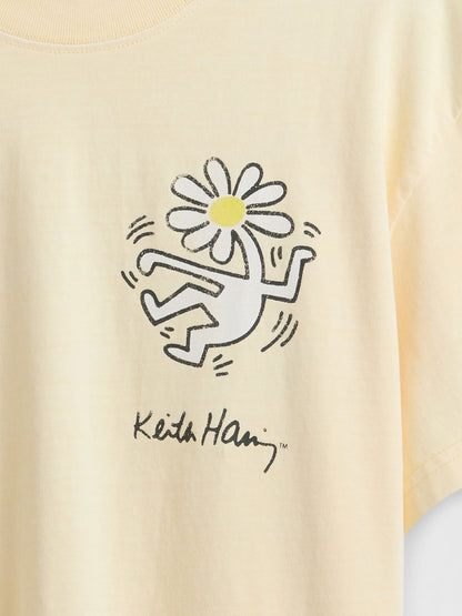 Açık Sarı Keith Haring Relaxed Grafik T-shirt