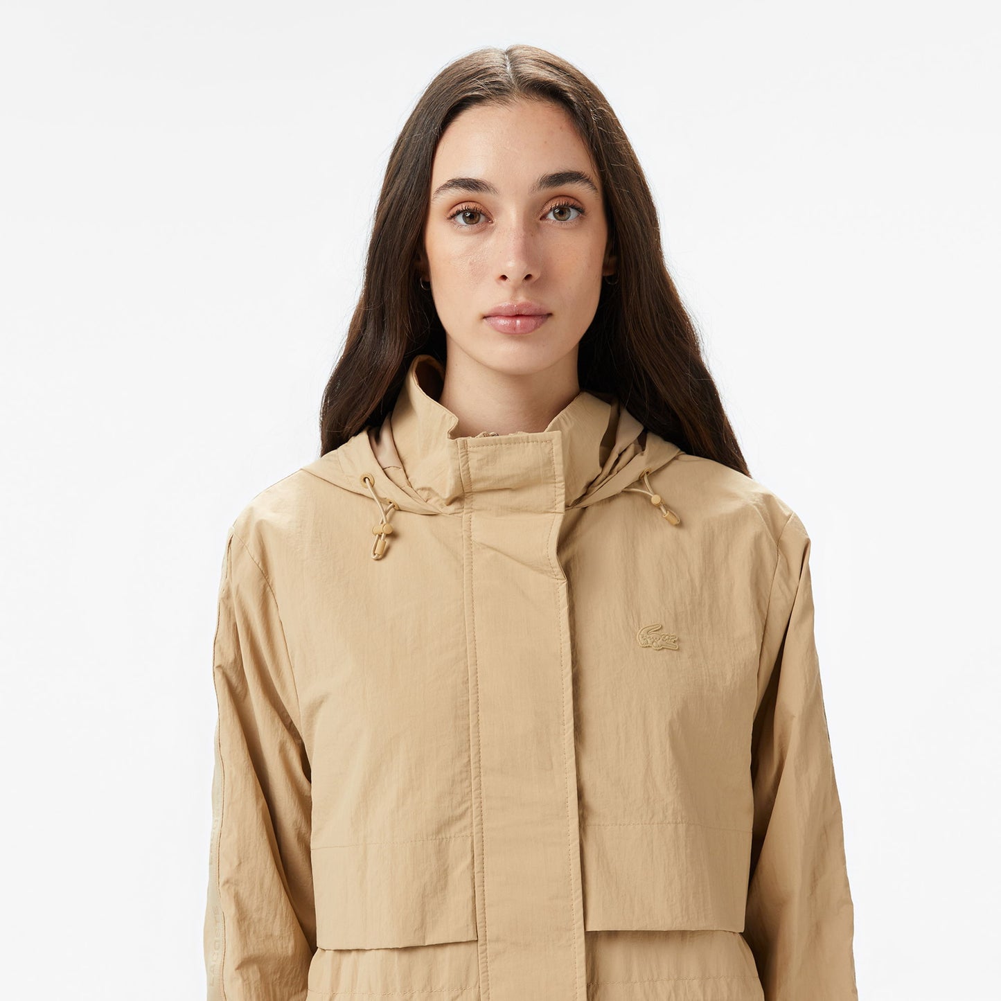 Lacoste Kadın Kapüşonlu Bej Mont