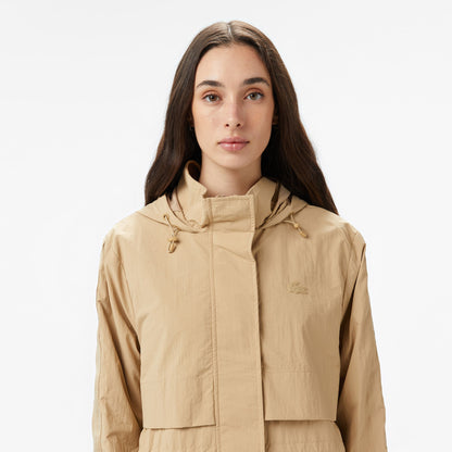 Lacoste Kadın Kapüşonlu Bej Mont
