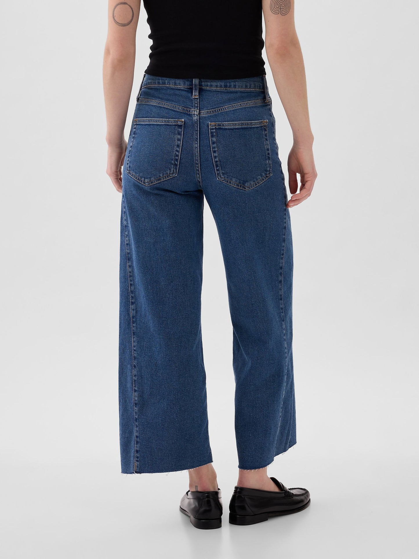 Koyu Mavi High Rise Stride Wide-leg Ankle Jean Pantolon