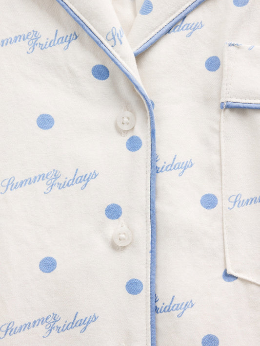 Kırık Beyaz Gap × Summer Fridays Relaxed Flannel Dotted Pijama Üstü