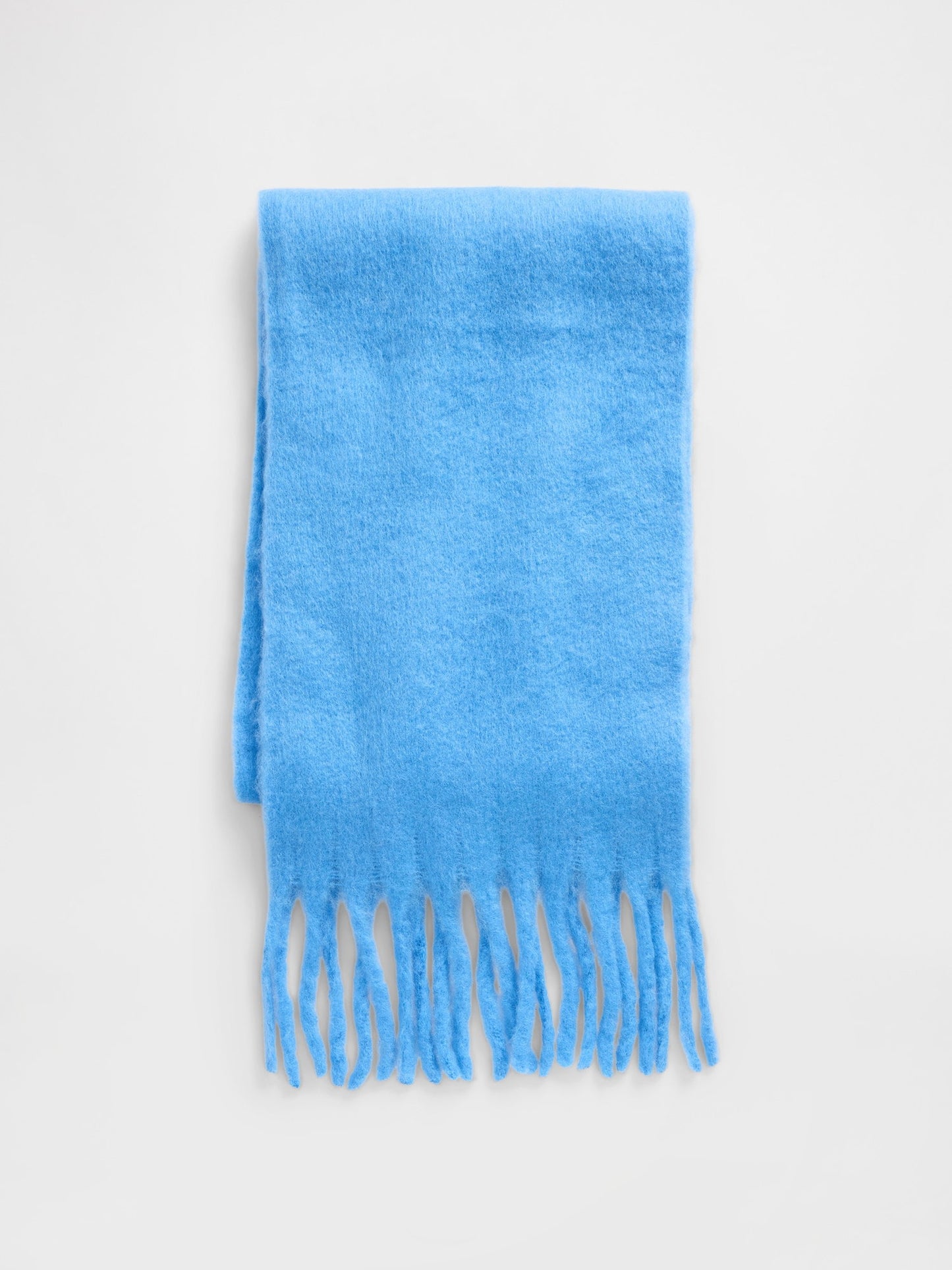 Açık Mavi Brushed Fringeli Şal