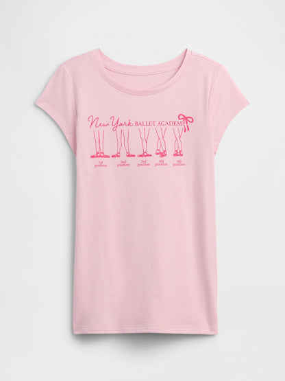 Açık Pembe Grafik Baskılı T-shirt