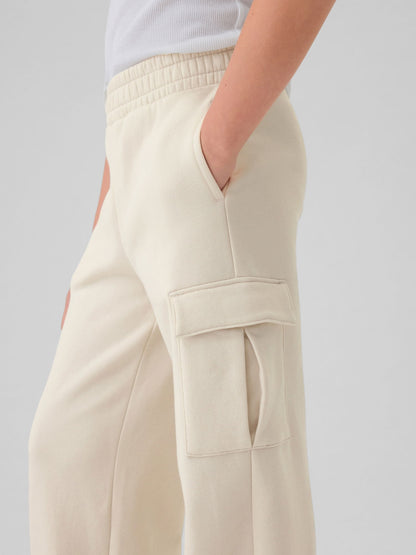 Kırık Beyaz Vintage Soft Wide-leg Kargo Eşofman Altı
