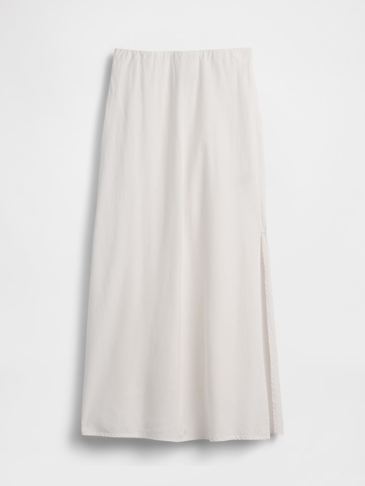 Beyaz Keten Karışımı Maxi Slip Etek