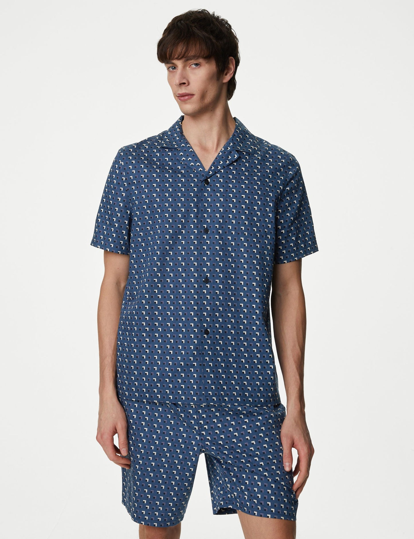 Kısa Kollu Desenli Supima® Pijama Üstü