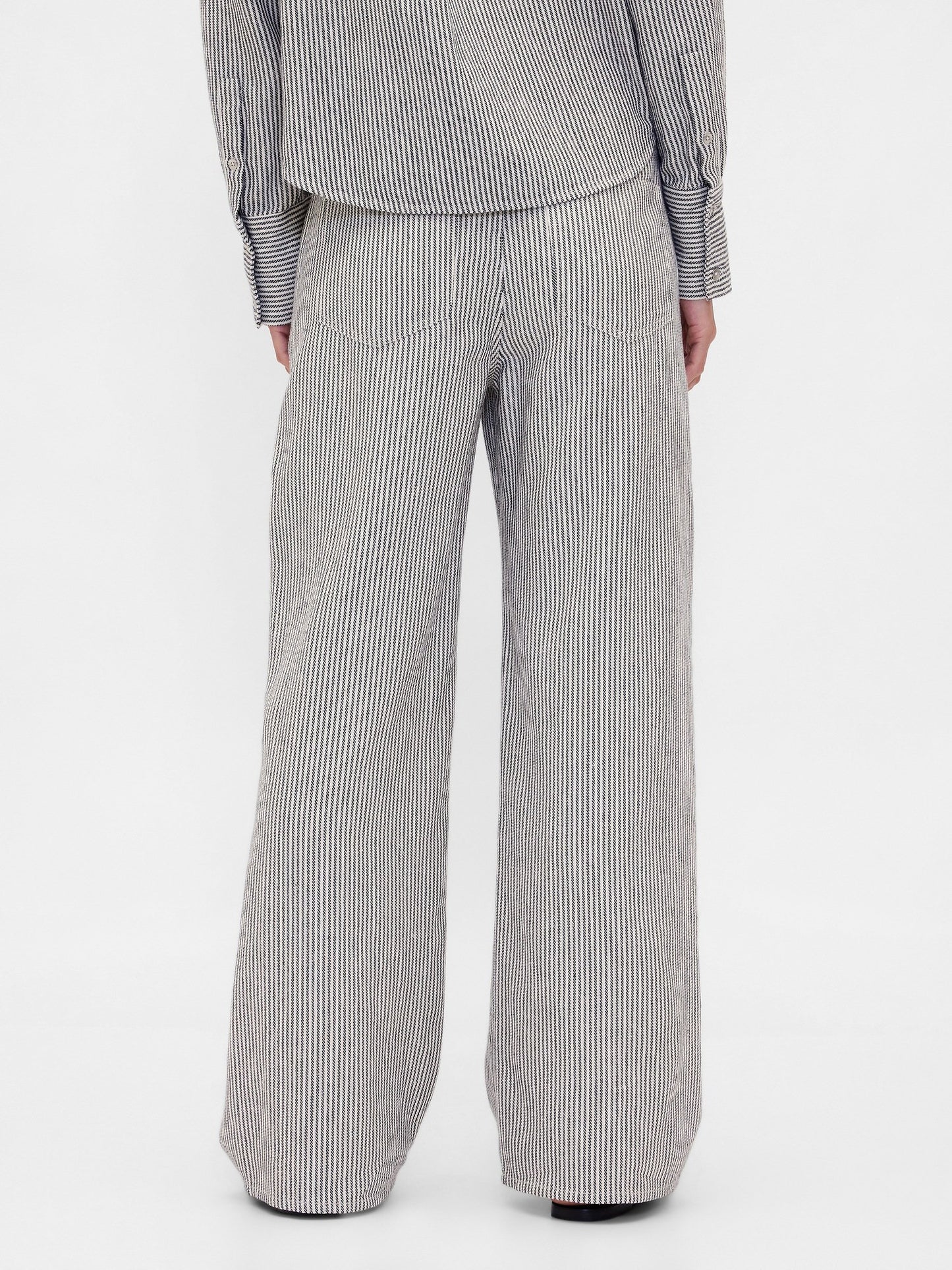 Beyaz Keten Karışımı Wide-leg Pantolon