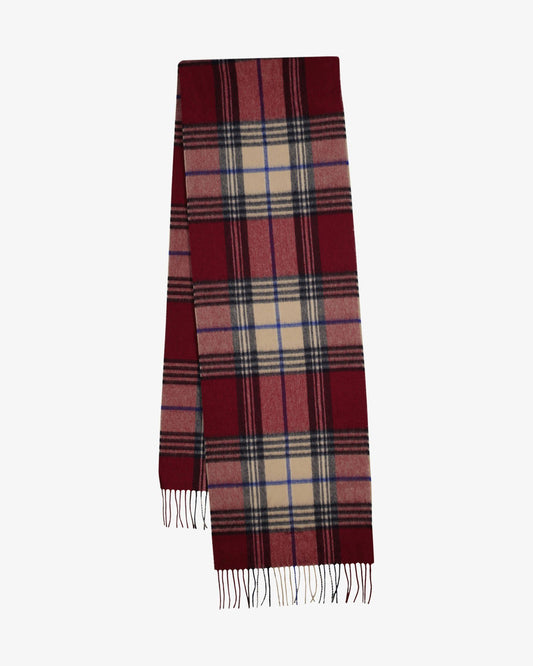 Gant Unisex Bordo Yünlü Kareli Atkı