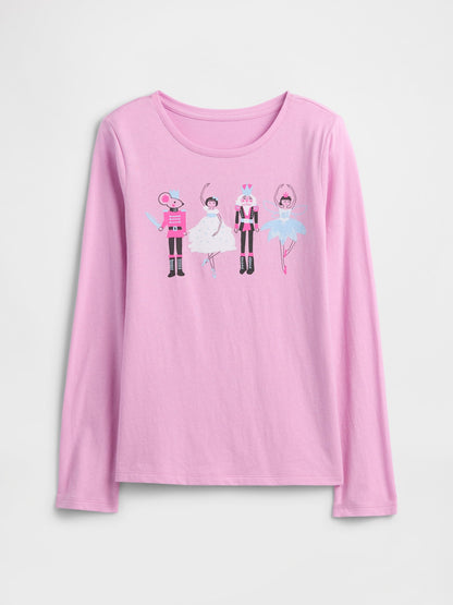 Açık Pembe Grafik Baskılı T-shirt