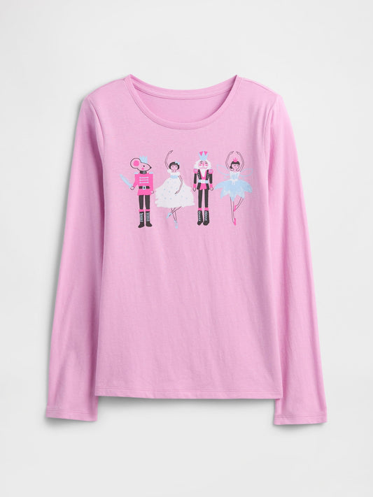 Açık Pembe Grafik Baskılı T-shirt