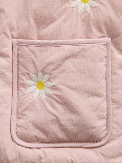 Açık Pembe Floral Embroidered Kapitone Ceket