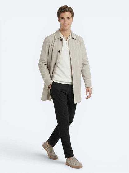 Açık Bej Regular Fit Gömlek Yaka Casual Dokuma Pardösü
