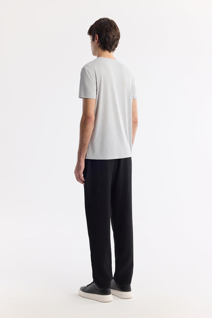 Açık Gri Bisiklet Yaka Bi-stretch Soft Touch Basic T-shirt
